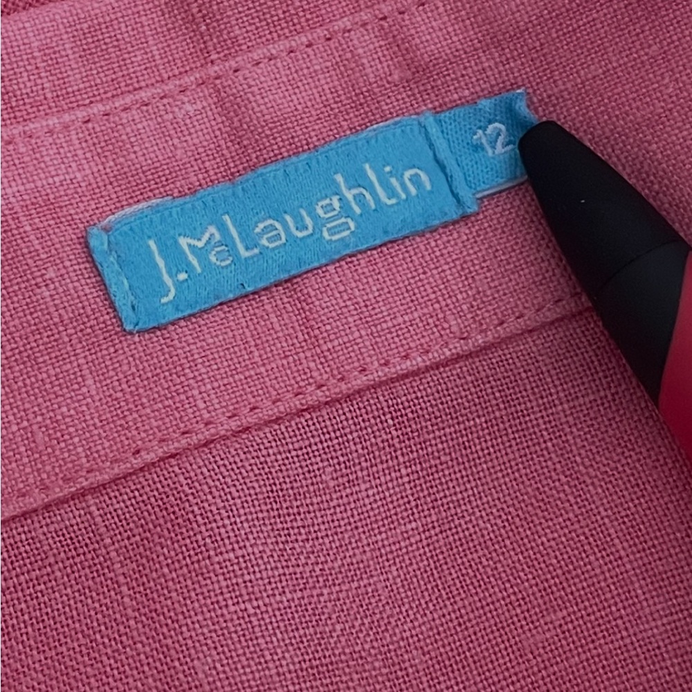 J.McLaughlin Linen Button Down Shirt Long Sleeve Pink 12 - Picture 3 of 7